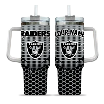 customized las vegas raiders hex texture black curved tumbler best selling.webp