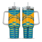 customized los angeles chargers chevron layers blue curved tumbler best selling.webp