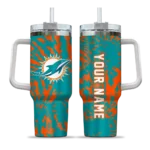 customized miami dolphins burst swirl aqua curved tumbler best selling.webp