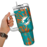 customized miami dolphins burst swirl aqua curved tumbler best selling.webp