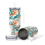 customized miami dolphins camo mashup aqua white curved tumbler best selling.webp