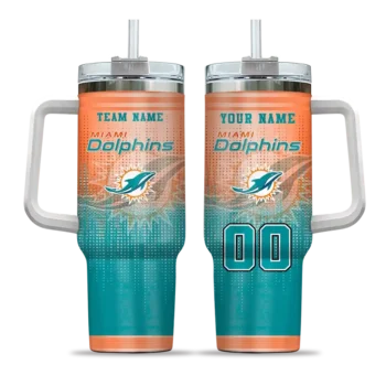 customized miami dolphins gradient dots aqua curved tumbler best selling.webp