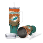 customized miami dolphins hex texture aqua curved tumbler best selling.webp