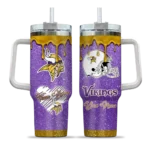 customized minnesota vikings heart helmet motif purple curved tumbler best selling.webp