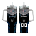 customized new england patriots arrow armor blue black curved tumbler best selling.webp