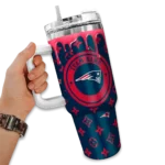 customized new england patriots bullseye drips blue curved tumbler best selling.webp