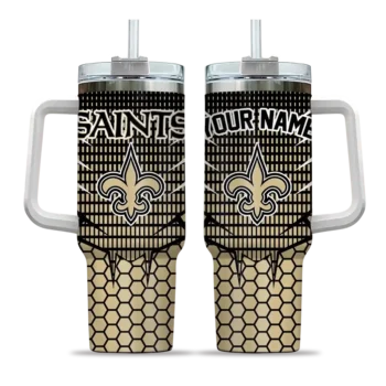 customized new orleans saints hex texture gold curved tumbler best selling.webp