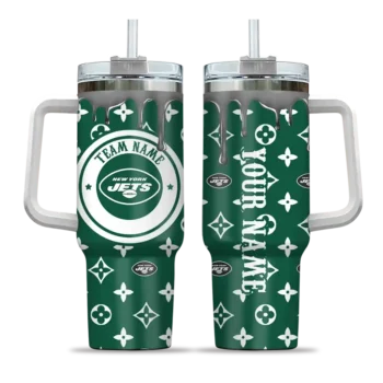 customized new york jets bullseye drips green curved tumbler best selling.webp