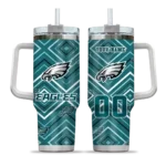 customized philadelphia eagles bold diamonds green curved tumbler best selling.webp