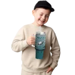 customized philadelphia eagles hex texture green curved tumbler best selling.webp