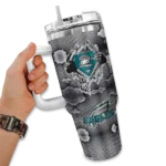 customized philadelphia eagles superman shield green gray curved tumbler best selling.webp