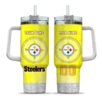 customized pittsburgh steelers geometric prism gold curved tumbler best selling.webp