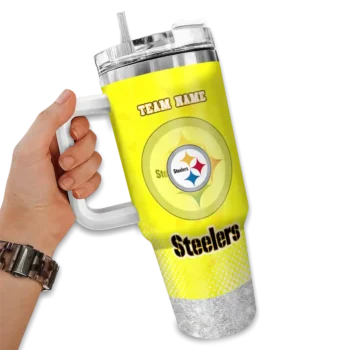 customized pittsburgh steelers geometric prism gold curved tumbler fashion forward.webp