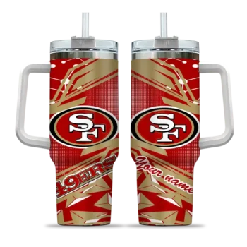 customized san francisco 49ers abstract paths red curved tumbler best selling.webp
