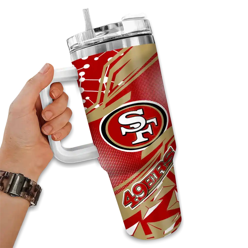 customized san francisco 49ers abstract paths red curved tumbler fashion forward.webp customized san francisco 49ers abstract paths red curved tumbler fashion forward.webp