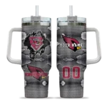 personalized arizona cardinals superman shield red gray curved tumbler best selling.webp