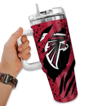 personalized atlanta falcons claw cut red black curved tumbler fashion forward.webp