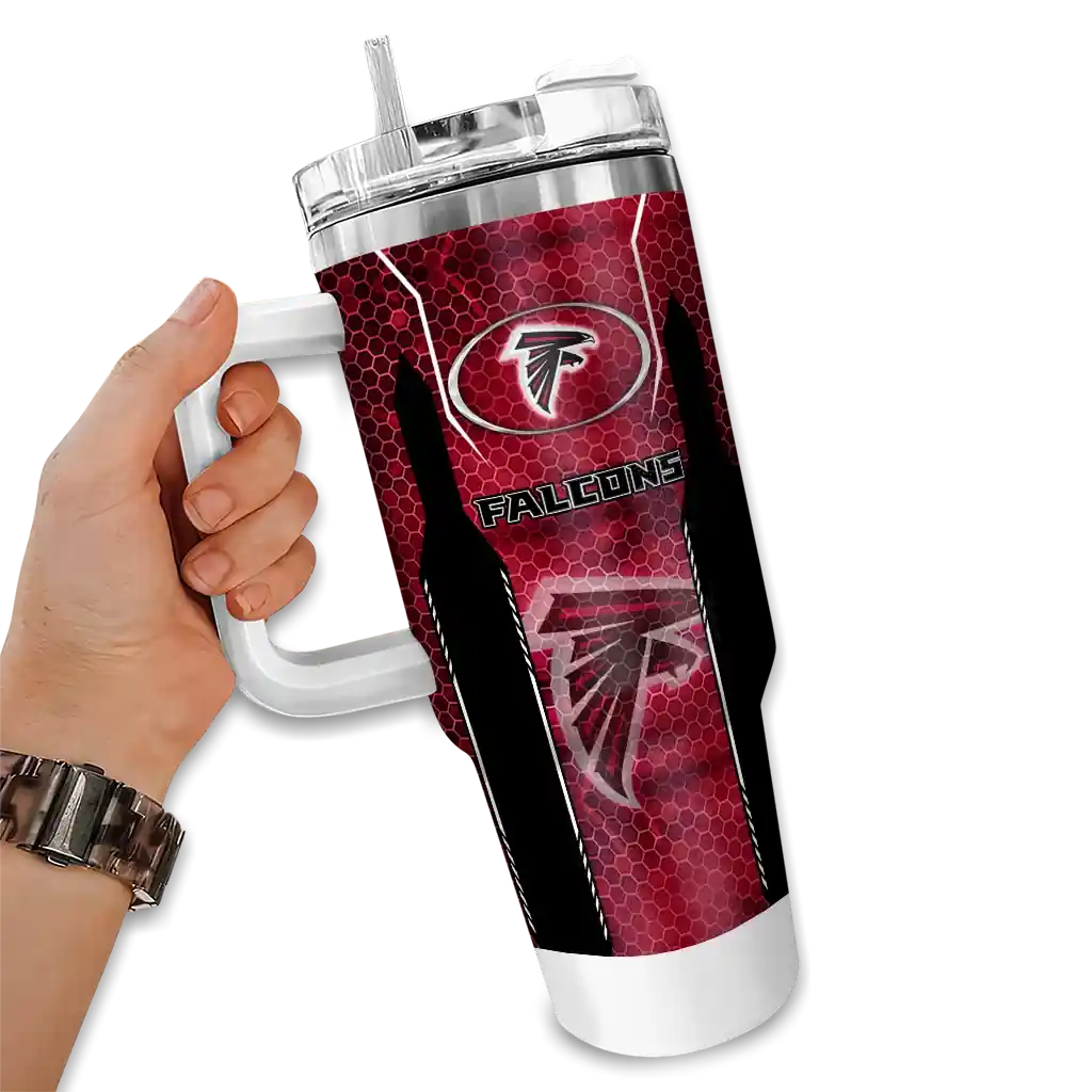 personalized atlanta falcons hexagon armor red curved tumbler fashion forward.webp personalized atlanta falcons hexagon armor red curved tumbler fashion forward.webp