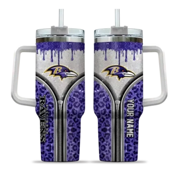 personalized baltimore ravens leopard zipper purple curved tumbler best selling.webp