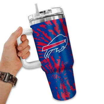personalized buffalo bills burst swirl blue curved tumbler fashion forward.webp