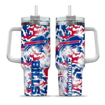 personalized buffalo bills camo mashup blue white curved tumbler best selling.webp