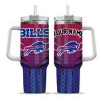 personalized buffalo bills hex texture blue curved tumbler best selling.webp