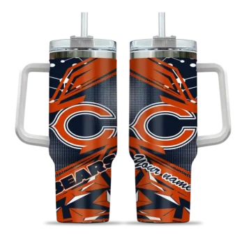 personalized chicago bears abstract paths blue curved tumbler best selling.webp