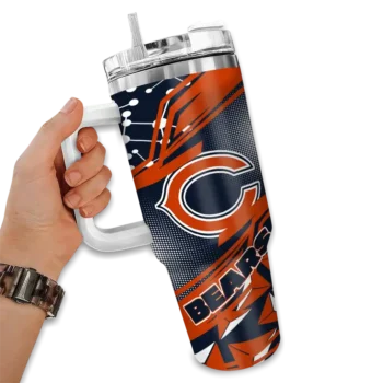 personalized chicago bears abstract paths blue curved tumbler fashion forward.webp