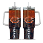 personalized chicago bears chevron stripe blue curved tumbler best selling.webp