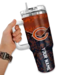 personalized chicago bears chevron stripe blue curved tumbler best selling.webp