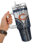 personalized chicago bears leopard zipper blue curved tumbler best selling.webp