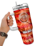 personalized chicago bears marbled stripes blue curved tumbler best selling.webp