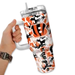 personalized cincinnati bengals camo mashup orange white curved tumbler best selling.webp