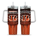 personalized cincinnati bengals hex texture orange curved tumbler best selling.webp