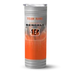 personalized cincinnati bengals swirl texture orange skinny tumbler best selling.webp