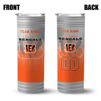 personalized cincinnati bengals swirl texture orange skinny tumbler fashion forward.webp