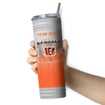 personalized cincinnati bengals swirl texture orange skinny tumbler best selling.webp