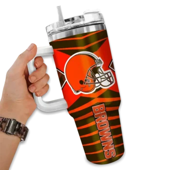 personalized cleveland browns chevron layers brown curved tumbler fashion forward.webp