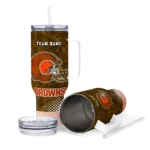 personalized cleveland browns geometric prism brown curved tumbler best selling.webp