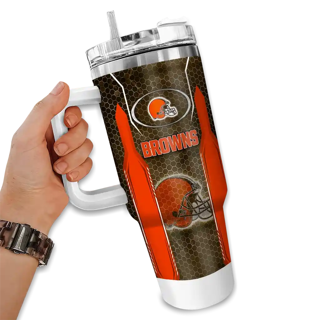 personalized cleveland browns hexagon armor brown curved tumbler fashion forward.webp personalized cleveland browns hexagon armor brown curved tumbler fashion forward.webp