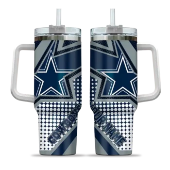 personalized dallas cowboys arrow burst blue curved tumbler best selling.webp