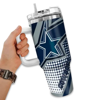 personalized dallas cowboys arrow burst blue curved tumbler fashion forward.webp