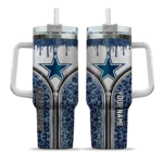 personalized dallas cowboys leopard zipper blue curved tumbler best selling.webp