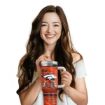 personalized denver broncos honey streaks orange curved tumbler best selling.webp
