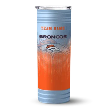 personalized denver broncos swirl texture orange skinny tumbler best selling.webp