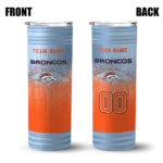 personalized denver broncos swirl texture orange skinny tumbler best selling.webp