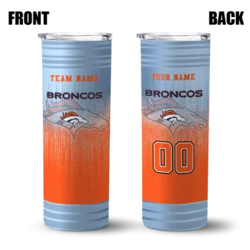 personalized denver broncos swirl texture orange skinny tumbler fashion forward.webp
