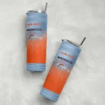 personalized denver broncos swirl texture orange skinny tumbler best selling.webp