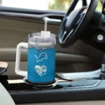 personalized detroit lions heart helmet motif blue curved tumbler best selling.webp