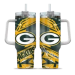 personalized green bay packers abstract paths green curved tumbler best selling.webp